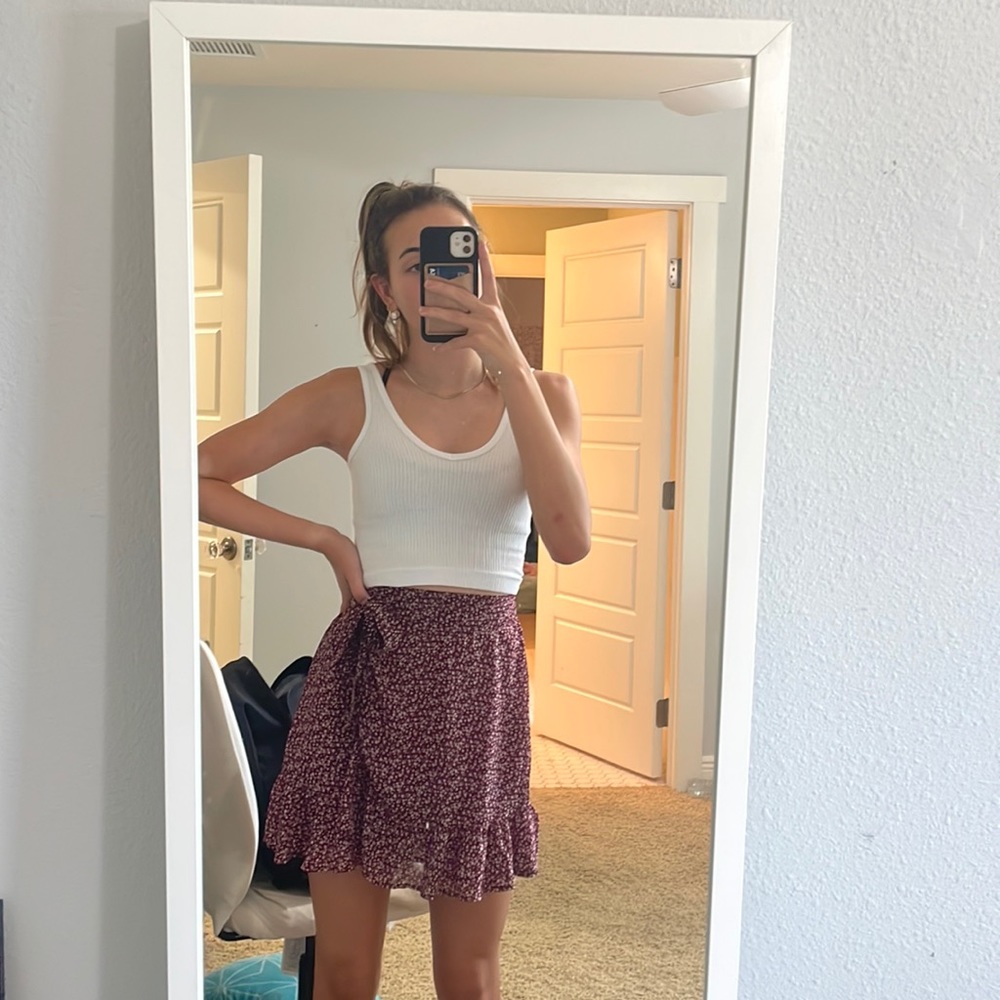 Dark red wrap skirt